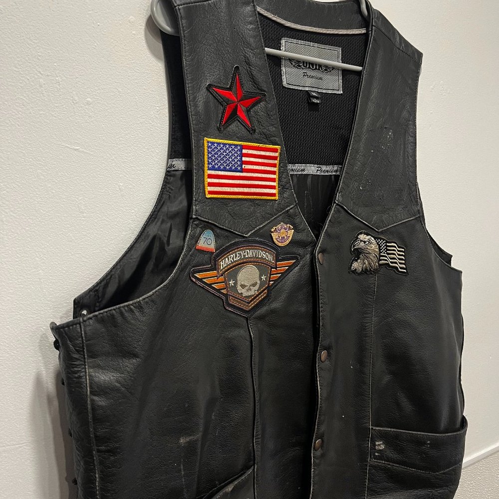 Harley Davidson Patch Leather Biker Vest - UNIK Premium Brand